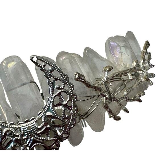 Aura Natural Raw Clear Quartz Angel Crystal Goddess Tiara Crown Wrapped Silver main image 11
